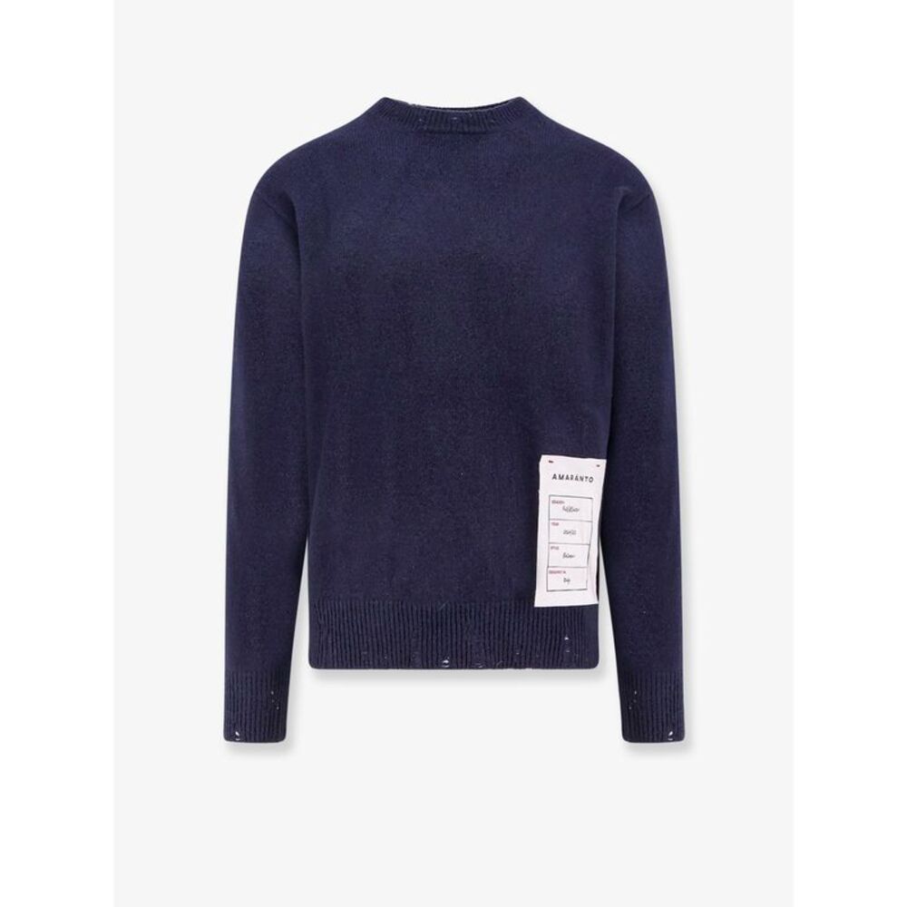 Amaranto Men Wool And Cashmere Sweater With Logoed Label